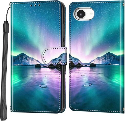 حافظة محفظة لهاتف iPhone 16e، [مسند] حامل 3 بطاقات [غلاف داخلي من مادة TPU مقاوم للصدمات]، غطاء قلاب واقٍ مغناطيسي من جلد البولي يوريثان مقاس 6.1 بوصة، زهرة سوداء in Kuwait