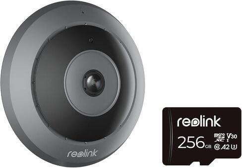 حزمة كاميرا REOLINK Fisheye FE-W مع قطعة واحدة بطاقة SD سعة 256 جيجابايت، بانوراما 2K+ 6MP 360 درجة، كاميرا أمان داخلية WiFi 2.4/5 جيجا هرتز، كشف حركة الشخص، صوت ثنائي الاتجاه، عروض بانورامية متعددة للعرض in Saudi Arabia