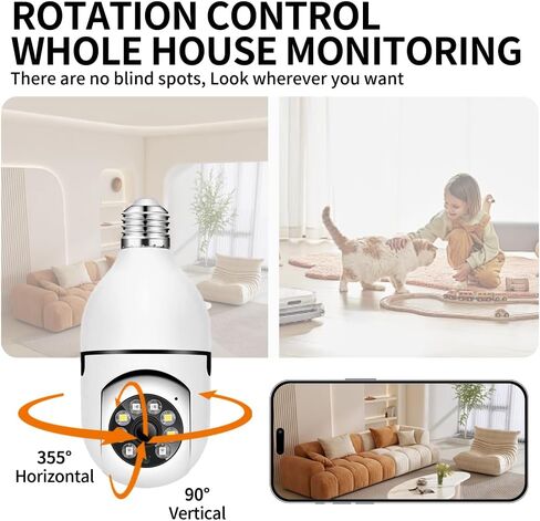 قطعة واحدة من كاميرا مراقبة المنزل الذكية اللاسلكية 2.4G WiFi مع مراقبة بانورامية داخلية 360 درجة، كشف الحركة، رؤية ليلية ملونة، صوت ثنائي الاتجاه in Kuwait