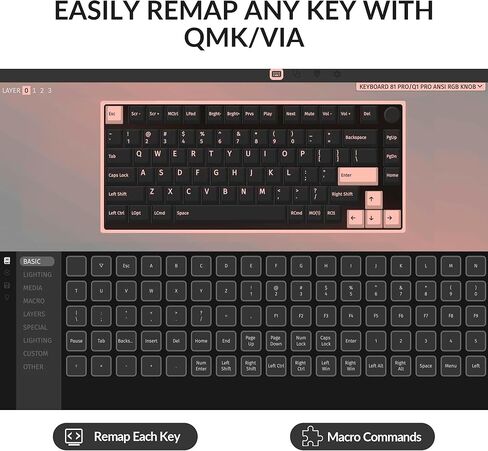 لوحة مفاتيح ميكانيكية مخصصة Keychron 81 Pro لاسلكية بنسبة 75% مع مفتاح لمس نار الشتاء، سلك بلوتوث وUSB-C، هيكل معدني كامل، قابل للبرمجة QMK/VIA، قابل للتبديل السريع، RGB، Mac/Windows/Linux in Kuwait