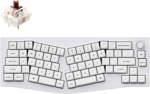 لوحة مفاتيح ميكانيكية سلكية مخصصة Keychron Q8 مع مقبض، 65% Alice Layout QMK/VIA قابلة للبرمجة، مفتاح Gateron G Pro Brown قابل للتبديل السريع، حشية مزدوجة متوافقة مع نظام التشغيل Mac Windows Linux (أبيض) in Kuwait