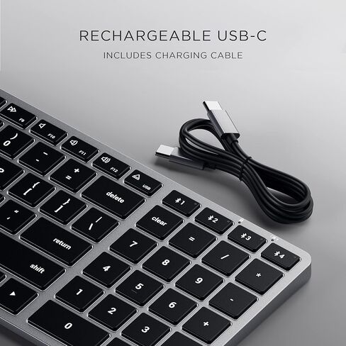 لوحة مفاتيح Satechi Slim X2 Bluetooth بإضاءة خلفية وماوس M1 لاسلكي بلوتوث لأجهزة Mac وWindows، مع منفذ Type-C قابل لإعادة الشحن - رمادي فضائي in Kuwait