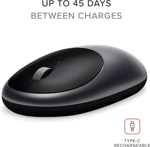 لوحة مفاتيح Satechi Slim X2 Bluetooth بإضاءة خلفية وماوس M1 لاسلكي بلوتوث لأجهزة Mac وWindows، مع منفذ Type-C قابل لإعادة الشحن - رمادي فضائي in Kuwait