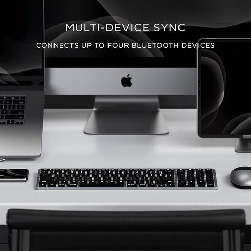 لوحة مفاتيح Satechi Slim X2 Bluetooth بإضاءة خلفية وماوس M1 لاسلكي بلوتوث لأجهزة Mac وWindows، مع منفذ Type-C قابل لإعادة الشحن - رمادي فضائي in Kuwait
