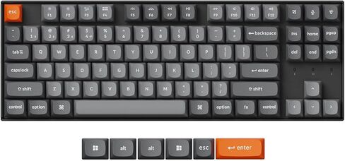 لوحة مفاتيح ميكانيكية لاسلكية Keychron K8 Max QMK، TKL 80% تخطيط بلوتوث/2.4G/USB-C قابلة للبرمجة، إضاءة خلفية RGB قابلة للتبديل السريع، مفتاح NKRO لنظام التشغيل Mac/Windows/Linux in Kuwait