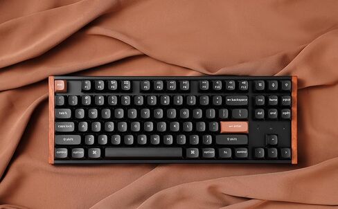 Keychron K8 HE QMK Wireless Gaming Custom Mechanical Keyboard, 2.4 GHz/Bluetooth/Wired 80% Layout Hot-Swappable Programmable RGB Backlit Gateron Magnetic Switches for Mac Windows, Wood Frame-Black in Saudi Arabia