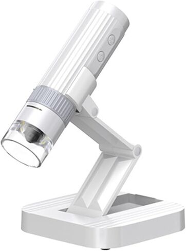 Asixxsix Wireless Digital Microscope, 50X-1000X Magnification 1080P HD Portable Microscope with 8 Adjustable LED Lights & Foldable Stand for Jewelry Appraisal Scientific Experiments (White) in Kuwait