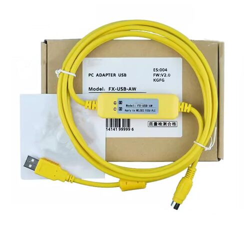 FX-USB-AW Applicable Communication Cable FX3U 3G Data Download Cable PLC Programming Cable Stable Transmission Economy Type Yellow 3 Meters in Saudi Arabia