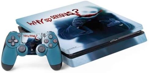 غلاف Skinit المخصص للألعاب متوافق مع PS4 Slim Bundle - مرخص رسميًا من The Dark Knight لماذا التصميم الخطير للغاية in Kuwait