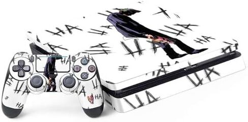 غلاف Skinit المخصص للألعاب متوافق مع PS4 Slim Bundle - مرخص رسميًا من The Dark Knight لماذا التصميم الخطير للغاية in Kuwait