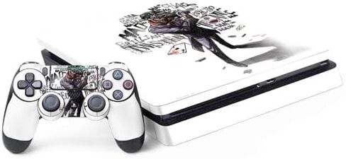 غلاف Skinit المخصص للألعاب متوافق مع PS4 Slim Bundle - مرخص رسميًا من The Dark Knight لماذا التصميم الخطير للغاية in Kuwait