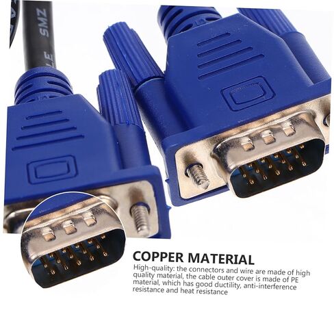 housoutil 2pcs كابل بيانات Vga كابل شاشة Vga عالي الدقة ذكر إلى ذكر موصل لجهاز عرض الكمبيوتر وأجهزة العرض متين ومقاوم للحرارة in Kuwait