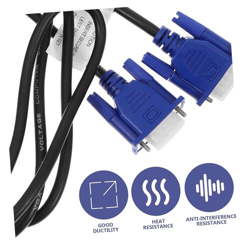housoutil 2pcs كابل بيانات Vga كابل شاشة Vga عالي الدقة ذكر إلى ذكر موصل لجهاز عرض الكمبيوتر وأجهزة العرض متين ومقاوم للحرارة in Kuwait