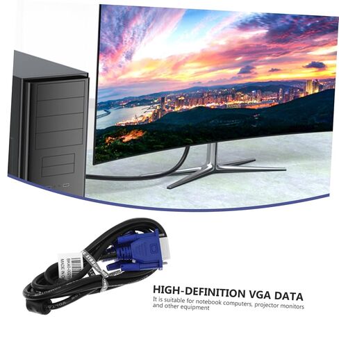 قطعتان من كابل بيانات Vga المتين لجهاز عرض الكمبيوتر المحمول والشاشة، موصل Vga متعدد الوظائف عالي الدقة مع غطاء من البولي إيثيلين المضاد للتداخل in Kuwait