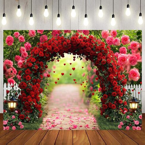 ltlyh 7x5ft خلفية قوس الورد، عيد الحب الزهور حديقة خلفية حفلات خطوبة الزفاف، الذكرى السنوية، دش الزفاف، الأزواج الصور الفوتوغرافية ديكور صور الدعائم 356 in Kuwait