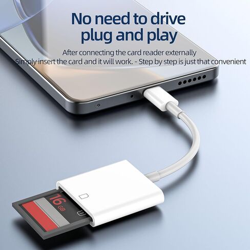 قارئ بطاقة SD لهاتف iPhone 17 16 15 Pro Max Splitter USB C إلى كاميرا رقمية، قابس محول من النوع C لأجهزة Apple لأجهزة Ipad متوافق مع محرك فلاش للصور المحمول Samsung Speed ​​MacBook Android in Kuwait