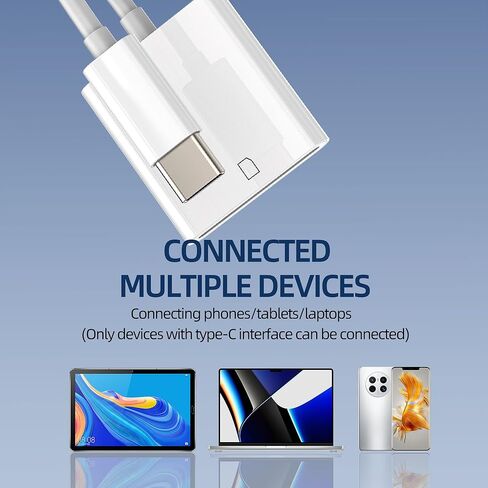 قارئ بطاقة SD لهاتف iPhone 17 16 15 Pro Max Splitter USB C إلى كاميرا رقمية، قابس محول من النوع C لأجهزة Apple لأجهزة Ipad متوافق مع محرك فلاش للصور المحمول Samsung Speed ​​MacBook Android in Kuwait