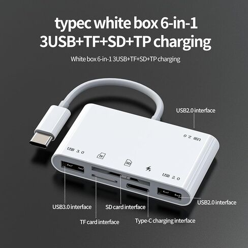 قارئ بطاقات USB C إلى SD لهاتف iPhone 17 16 15 Pro Max (6in1) كاميرا رقمية محول ذاكرة Micro SD USB OTG TF Hub ملحقات الكمبيوتر لأجهزة Apple Compact لمحول منفذ شاحن Ipad Splitter in Kuwait