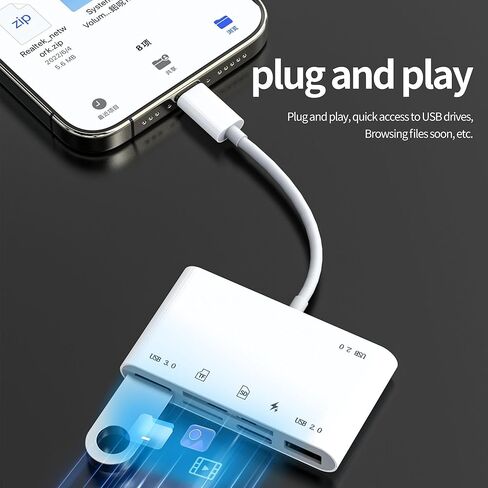 قارئ بطاقات USB C إلى SD لهاتف iPhone 17 16 15 Pro Max (6in1) كاميرا رقمية محول ذاكرة Micro SD USB OTG TF Hub ملحقات الكمبيوتر لأجهزة Apple Compact لمحول منفذ شاحن Ipad Splitter in Kuwait