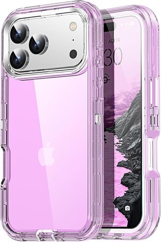 حافظة AICase لهاتف iPhone 17 Pro Max شفافة 3 في 1 شديدة التحمل للحماية من السقوط، جسم كامل متين مقاوم للصدمات/الغبار 3 طبقات غطاء متين واقٍ عسكري لهاتف iPhone 17 Pro Max 6.9"_1 in Kuwait