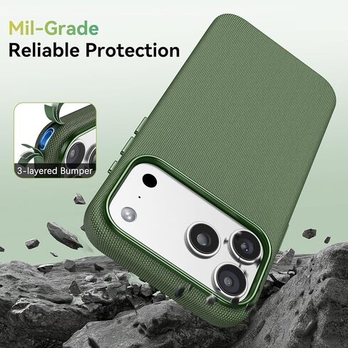 حافظة لهاتف iPhone 17 Pro Max TechWoven مع MagSafe 2025,17 Pro Max حافظة هاتف مقاومة للصدمات ومضادة للانزلاق غطاء من القماش المنسوج الفاخر من TechWoven لهاتف 17 ProMax 6.9 بوصة، أخضر in Saudi Arabia
