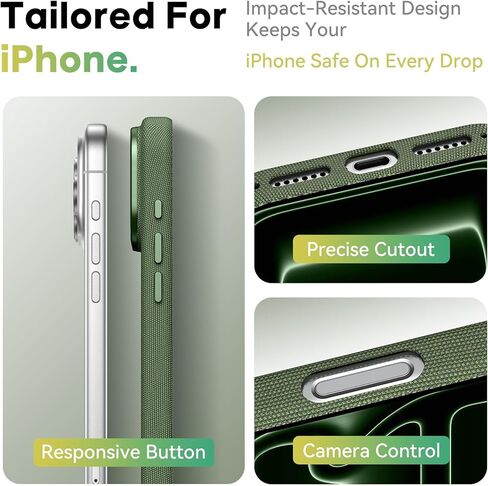 حافظة لهاتف iPhone 17 Pro Max TechWoven مع MagSafe 2025,17 Pro Max حافظة هاتف مقاومة للصدمات ومضادة للانزلاق غطاء من القماش المنسوج الفاخر من TechWoven لهاتف 17 ProMax 6.9 بوصة، أخضر in Saudi Arabia