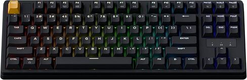 لوحة مفاتيح ميكانيكية لاسلكية مخصصة Keychron KJ4، 2.4 جيجا هرتز بلوتوث QMK 80% تخطيط RGB، مفتاح أحمر قابل للتبديل السريع متوافق مع نظام التشغيل Mac Windows Linux، بطارية شحن سريع 3750 مللي أمبير في الساعة للألعاب - أسود in Kuwait