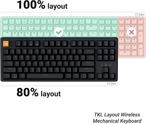 لوحة مفاتيح ميكانيكية لاسلكية مخصصة Keychron KJ4، 2.4 جيجا هرتز بلوتوث QMK 80% تخطيط RGB، مفتاح أحمر قابل للتبديل السريع متوافق مع نظام التشغيل Mac Windows Linux، بطارية شحن سريع 3750 مللي أمبير في الساعة للألعاب - أسود in Kuwait