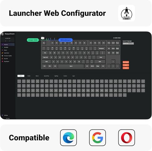لوحة مفاتيح ميكانيكية لاسلكية مخصصة Keychron KJ4، 2.4 جيجا هرتز بلوتوث QMK 80% تخطيط RGB، مفتاح أحمر قابل للتبديل السريع متوافق مع نظام التشغيل Mac Windows Linux، بطارية شحن سريع 3750 مللي أمبير في الساعة للألعاب - أسود in Kuwait