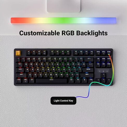 لوحة مفاتيح ميكانيكية لاسلكية مخصصة Keychron KJ4، 2.4 جيجا هرتز بلوتوث QMK 80% تخطيط RGB، مفتاح أحمر قابل للتبديل السريع متوافق مع نظام التشغيل Mac Windows Linux، بطارية شحن سريع 3750 مللي أمبير في الساعة للألعاب - أسود in Kuwait