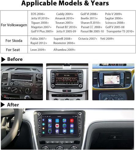 Joying 8" Car Stereo RCD330 Plug and Play Car Radio Compatible with Volkswagen Jetta Golf Passat Skoda Seat Caddy Polo Tiguan Transporter EOS Android 13 Head Unit with Carplay Android Auto(JY-VT130N4) in Saudi Arabia