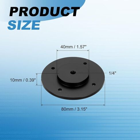 حامل محول حامل ثلاثي القوائم 1/4 بوصة من PATIKIL بقطر 40 مم، قطعتان من سبائك الألومنيوم شفة على الحائط حامل ثلاثي القوائم مع برغي ذاتي التنصت لشاشة الذراع السحرية وفلاش كاميرا DSLR in Kuwait