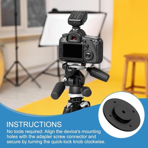 حامل محول حامل ثلاثي القوائم 1/4 بوصة من PATIKIL بقطر 40 مم، قطعتان من سبائك الألومنيوم شفة على الحائط حامل ثلاثي القوائم مع برغي ذاتي التنصت لشاشة الذراع السحرية وفلاش كاميرا DSLR in Kuwait