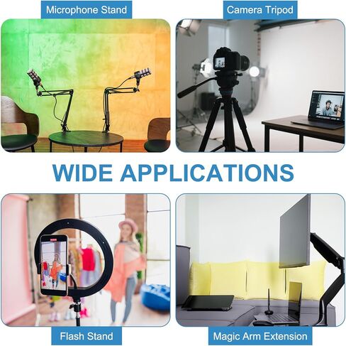 حامل محول حامل ثلاثي القوائم 1/4 بوصة من PATIKIL بقطر 40 مم، قطعتان من سبائك الألومنيوم شفة على الحائط حامل ثلاثي القوائم مع برغي ذاتي التنصت لشاشة الذراع السحرية وفلاش كاميرا DSLR in Kuwait