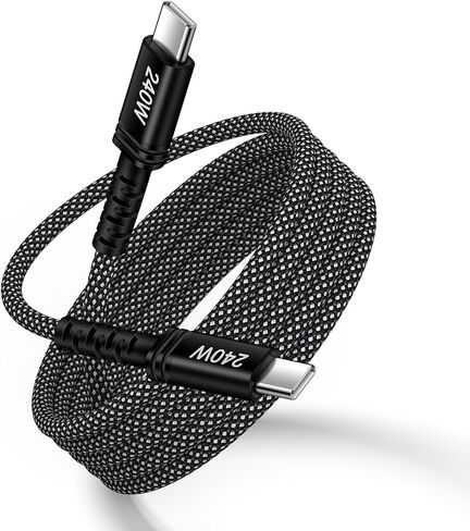 كابل USB C إلى USB C 240 وات شحن سريع من النوع C سلك شاحن بطول 10 أقدام كابل شاحن سيارة USB C مضفر طويل لهاتف iPhone 17 Pro Max/16 Pro Max/16e/16 Plus/15 Pro/15 Plus/MacBook Pro/Air/iPad Pro/Air/Samsung in Saudi Arabia