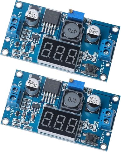 2 قطعة LM2596 أزرق قابل للتعديل DC-DC محول فرق الجهد وحدة التنحي مع عرض جهد LED، مصدر طاقة من 4-40 فولت إلى 1.25-37 فولت in Saudi Arabia