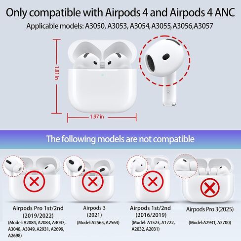 لحافظة AirPods 4 اللامعة اللطيفة للنساء| حافظات Bling Hard Airpod iPods 4 | مع سلسلة المفاتيح | حافظة Air Pods الجيل الرابع من حجر الراين اللامع للنساء والفتيات - موديل A3058​/A3059 (أبيض) in Kuwait