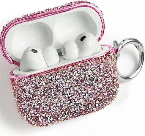 لحافظة AirPods 4 اللامعة اللطيفة للنساء| حافظات Bling Hard Airpod iPods 4 | مع سلسلة المفاتيح | حافظة Air Pods الجيل الرابع من حجر الراين اللامع للنساء والفتيات - موديل A3058​/A3059 (أبيض) in Kuwait