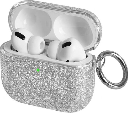 لحافظة AirPods 4 اللامعة اللطيفة للنساء| حافظات Bling Hard Airpod iPods 4 | مع سلسلة المفاتيح | حافظة Air Pods الجيل الرابع من حجر الراين اللامع للنساء والفتيات - موديل A3058​/A3059 (أبيض) in Kuwait