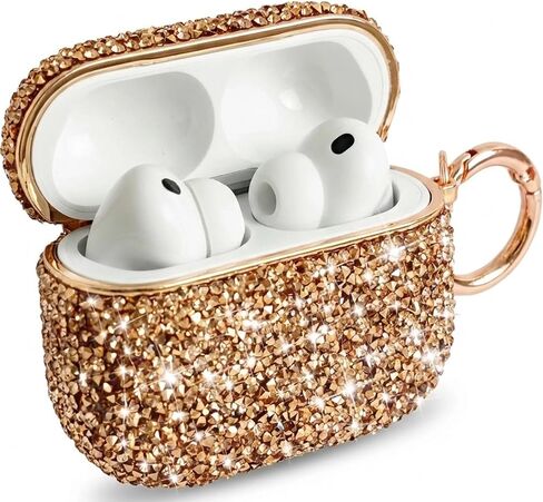 لحافظة AirPods 4 اللامعة اللطيفة للنساء| حافظات Bling Hard Airpod iPods 4 | مع سلسلة المفاتيح | حافظة Air Pods الجيل الرابع من حجر الراين اللامع للنساء والفتيات - موديل A3058​/A3059 (أبيض) in Kuwait