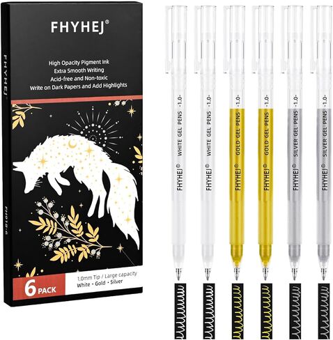 White Gel Pens Set of 7 – white acrylic paint pen Dual-Tip Acrylic Paint Pen Brush Tip Acrylic Markers for Black Paper Drawing, Sketching, Illustration, Card Making in Saudi Arabia