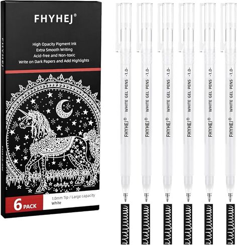 White Gel Pens Set of 7 – white acrylic paint pen Dual-Tip Acrylic Paint Pen Brush Tip Acrylic Markers for Black Paper Drawing, Sketching, Illustration, Card Making in Saudi Arabia