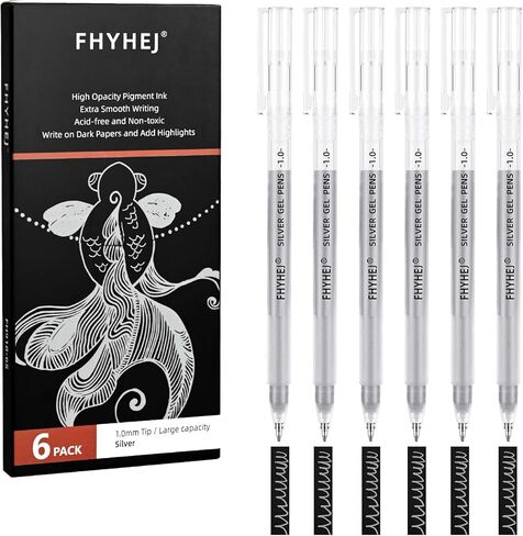 White Gel Pens Set of 7 – white acrylic paint pen Dual-Tip Acrylic Paint Pen Brush Tip Acrylic Markers for Black Paper Drawing, Sketching, Illustration, Card Making in Saudi Arabia