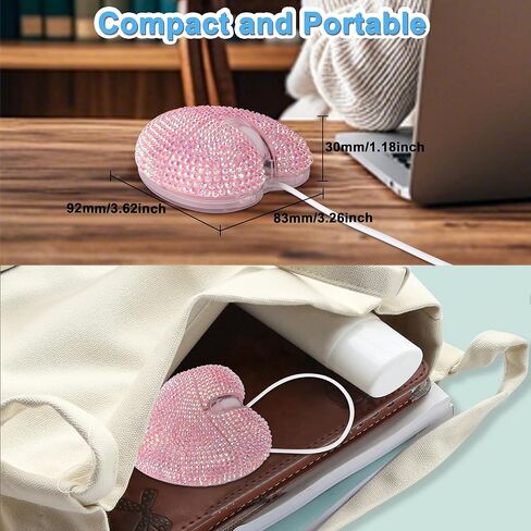 ماوس سلكي لطيف بلينغ كريستال حجر الراين الوردي شكل قلب الفئران الكمبيوتر مع سلك 4.59ft 3 أزرار 2.4 جيجا هرتز البصرية المحمولة kawaii USB ماوس سلكي لأجهزة الكمبيوتر المحمول سطح المكتب دفتر الأطفال البالغين هدية in Kuwait