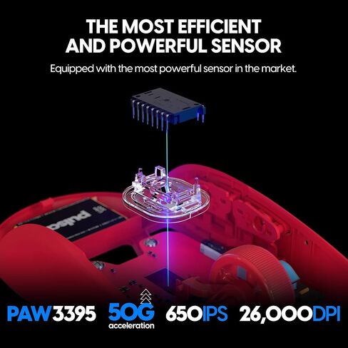 ماوس الألعاب اللاسلكي Pulsar Gaming Gears X2 v2 mini، إصدار محدود الألوان، خفيف الوزن للغاية 1.80 أونصة (51 جم)، مفتاح بصري متماثل، 26000 نقطة في البوصة، مستشعر PAW3395 (ميني، لاسلكي، أحمر) (متجدد) in Kuwait