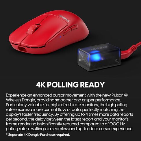 ماوس الألعاب اللاسلكي Pulsar Gaming Gears X2 v2 mini، إصدار محدود الألوان، خفيف الوزن للغاية 1.80 أونصة (51 جم)، مفتاح بصري متماثل، 26000 نقطة في البوصة، مستشعر PAW3395 (ميني، لاسلكي، أحمر) (متجدد) in Kuwait