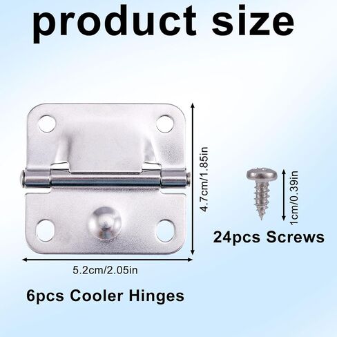 6pcs Stainless Steel Cooler Hinges Replacement for Coleman Parts, Ice Chest Hinge Repair Kit with 24 Screws Camping Coolers Accessories Compatible with 5235 5250 5286b 6262 6270 Most Models in Kuwait