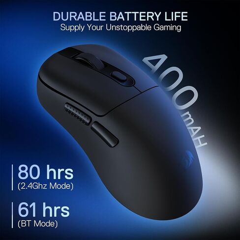 ماوس ألعاب لاسلكي خفيف الوزن من Redragon M998 مع قاعدة شحن مغناطيسية RGB، ماوس ضوئي سلكي/لاسلكي BT/2.4G، 24000 نقطة لكل بوصة، 5 أزرار قابلة للبرمجة للكمبيوتر الشخصي/Mac، أسود in Kuwait