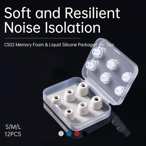 CCA CS02 Memory Foam Earbud Tips Soft & Bouncy, Premium Replacement Foam Tips (3 Pairs) + Liquid Silicone Ear Tips (3 Pairs), S/M/L Noise-Isolating Eartips for in-Ear Earphones(6 Pairs) in Kuwait