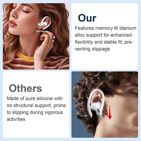 خطافات أذن من سبائك التيتانيوم Adhiper لأجهزة Airpods 4/3/2/1، AirPods Pro 3 (2025) /Pro 2/Pro 1 [حبل إضافي مضاد للفقد]، إكسسوارات تناسب بشكل آمن، خطافات مشبك رياضية مضادة للانزلاق (أبيض) in Kuwait